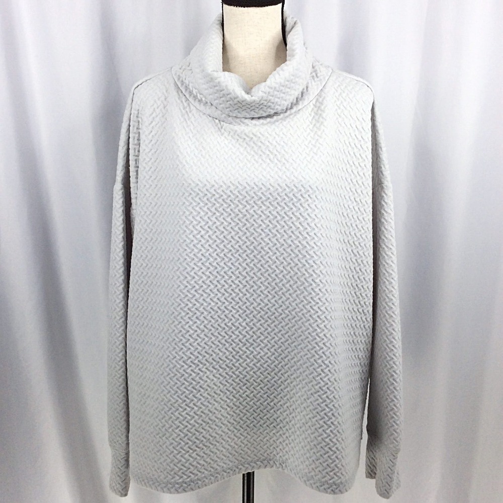 Nine West Active Cowl Neck Sweatshirt Women's Plus Size 2X Gray Textured